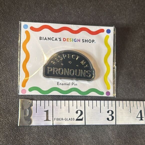 Respect My Pronouns Enamel Pin for Pride Events by Bianca’s Design Shop NEW - Picture 2 of 4